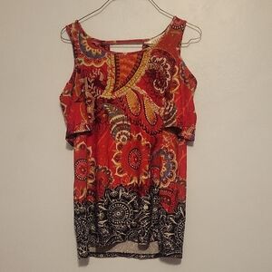 Allison Taylor Red and Black Paisley Blouse